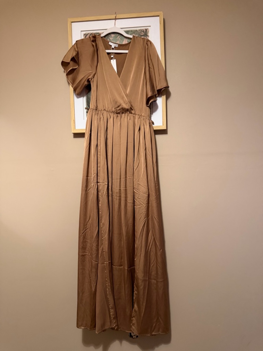 Baltic Born Tan High-Low V-Neck Maxi Dress